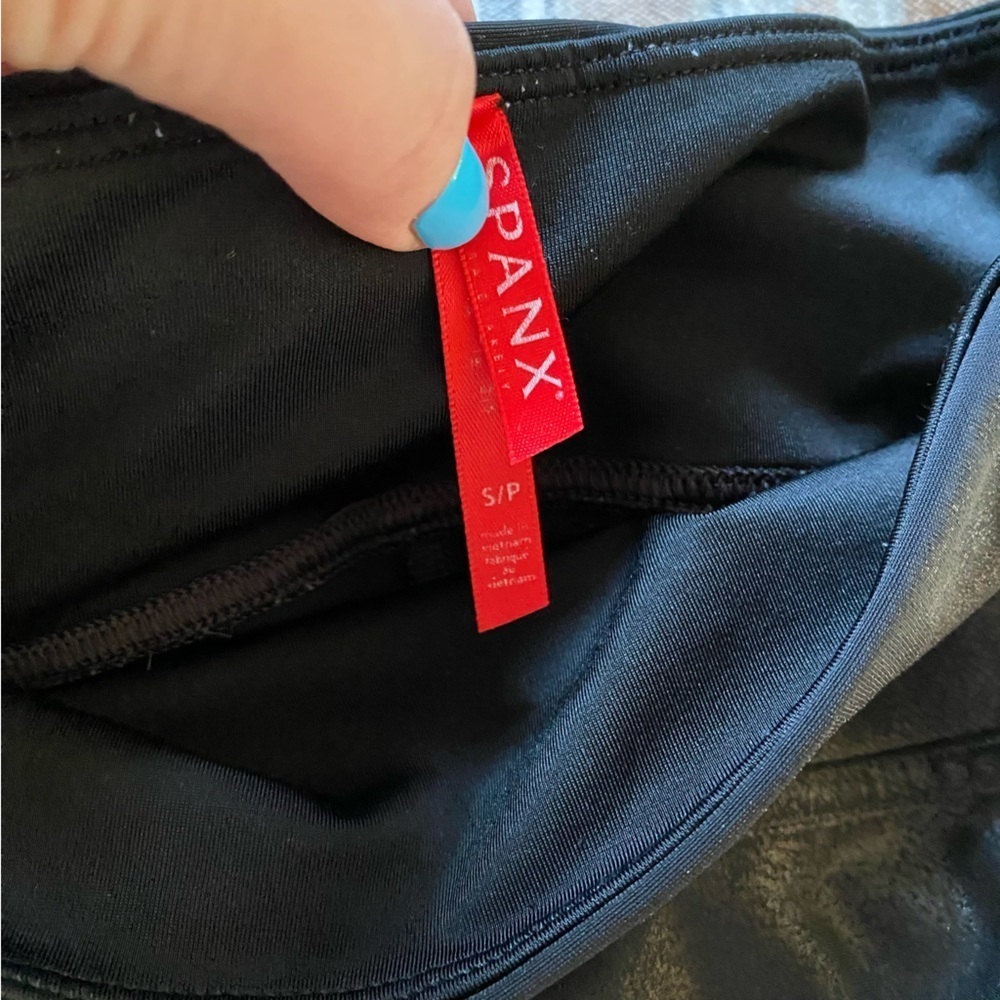 SPANX Black Faux Leather Leggings Pants - Picture 12 of 16